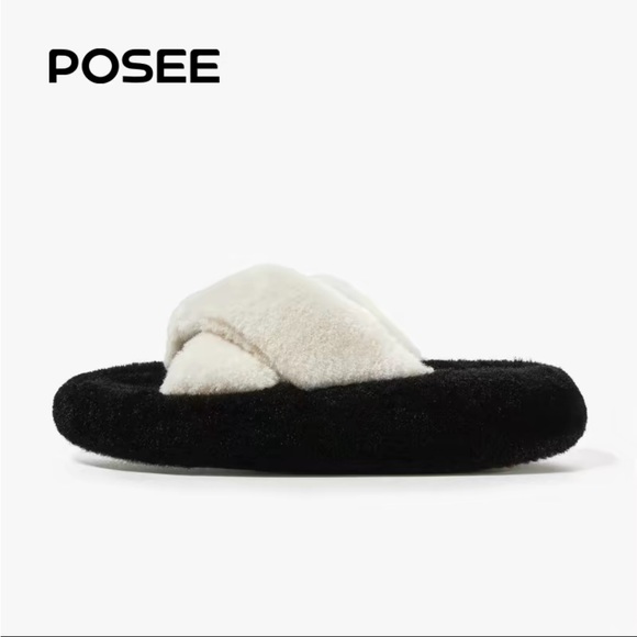 POSEE Fuzzy Plush House Slippers - Picture 1 of 14